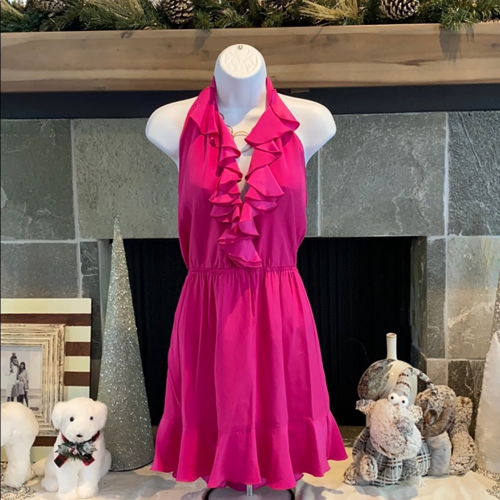 AMANDA UPRICHARD Fuchsia Halter dress